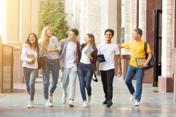 students walking together in campus
